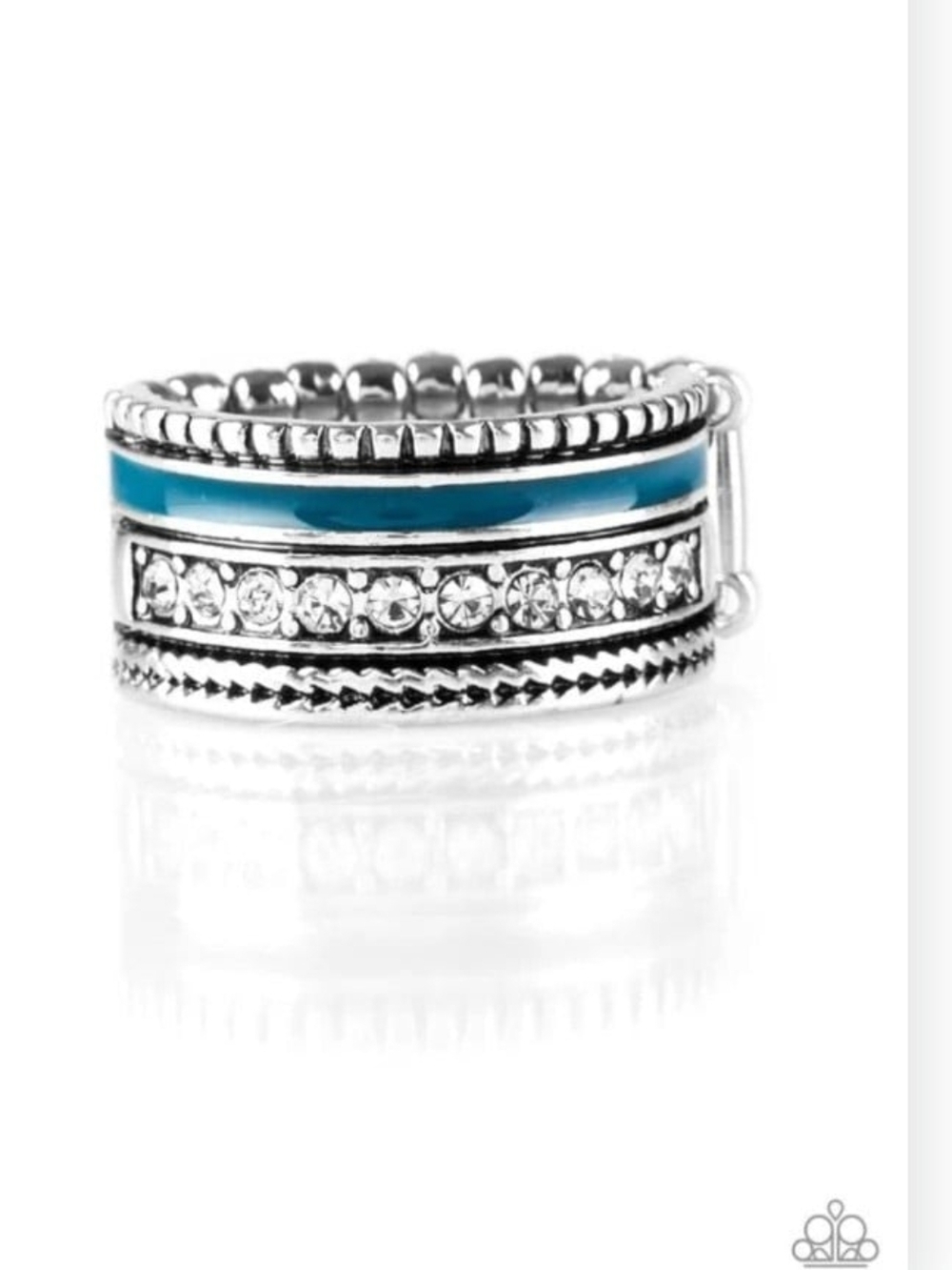 Rich Rogue Blue Ring Rhinestone Paparazzi Silver Layered Crystal Ring